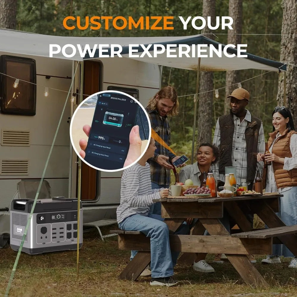 P2001 Plus 2400W Solar Generator with 200W Solar Panel, 2048Wh Solar power station, 1800W Fast Charging, Smart APP Charging