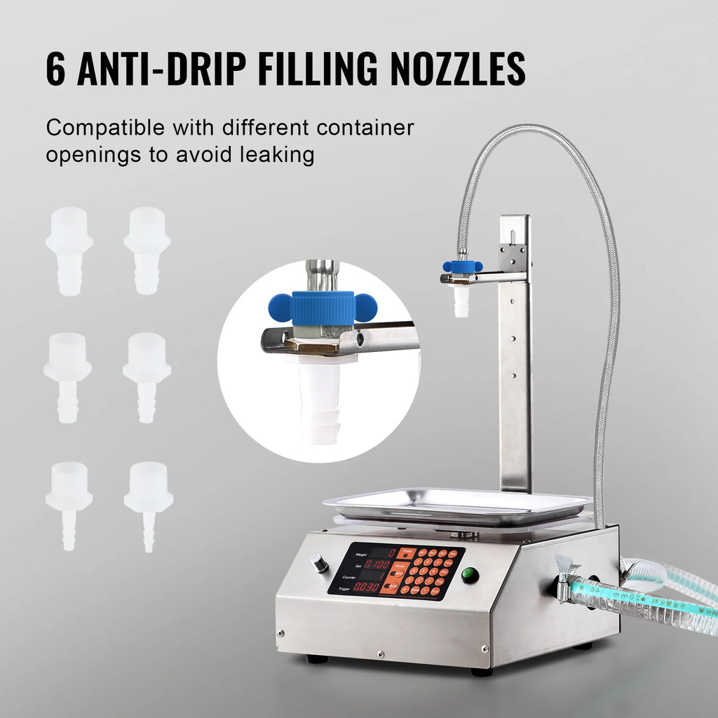 SucceBuy 30-15000g Liquid Filling Machine Automatic Bottle Water Filler with Diaphragm Pump Digital Control for Wine Beverage