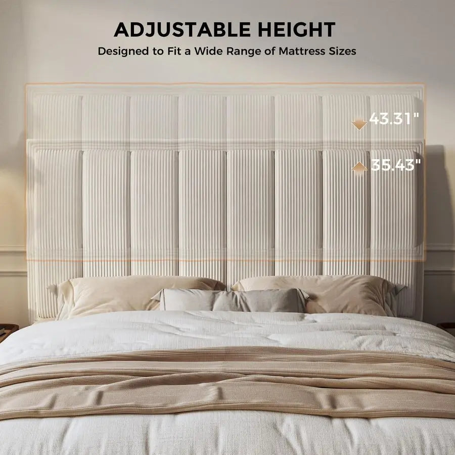 Headboard Queen Size with 3.1 HighDensity Sponge Backrest, Modern Striped Head Board Only, Adjustable Height, 2 Screw Easy Assem