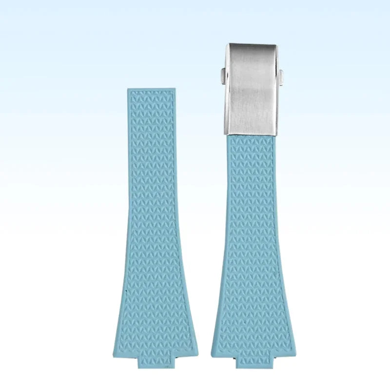 Convex End Fluoro Rubber Strap for Tissot PRX Series Super Player 40mm Men Quick Release Folding Buckle Replace Watch Band 12mm