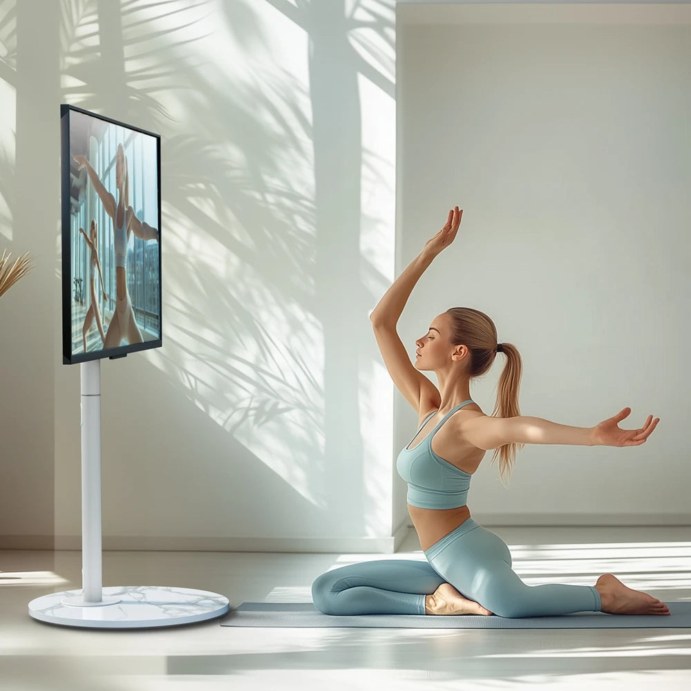 Height Adjustable TV Mount  Floor TV Stand for 40-75 Inch TV with Sintered Stone Base and Wheels