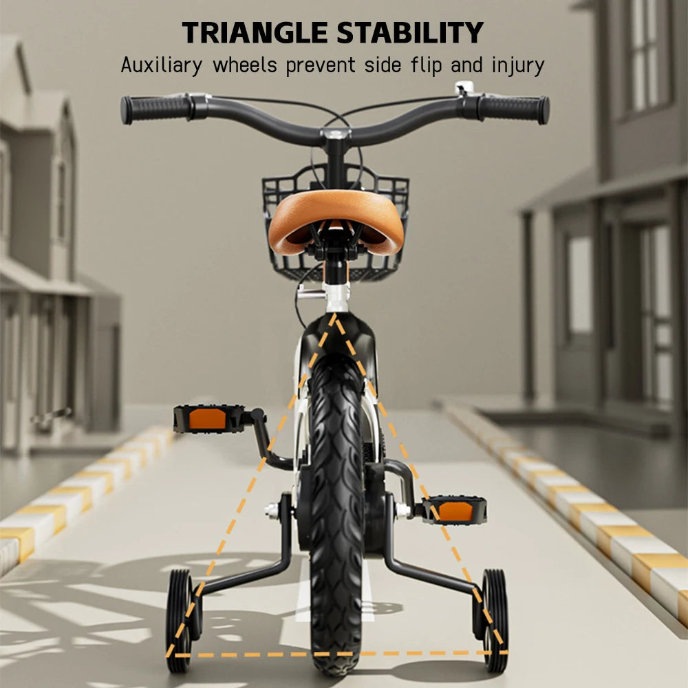 Kids Bike Bicycle for Girls Ages 3-7 Years with Training Wheels Basket Kids Bicycle