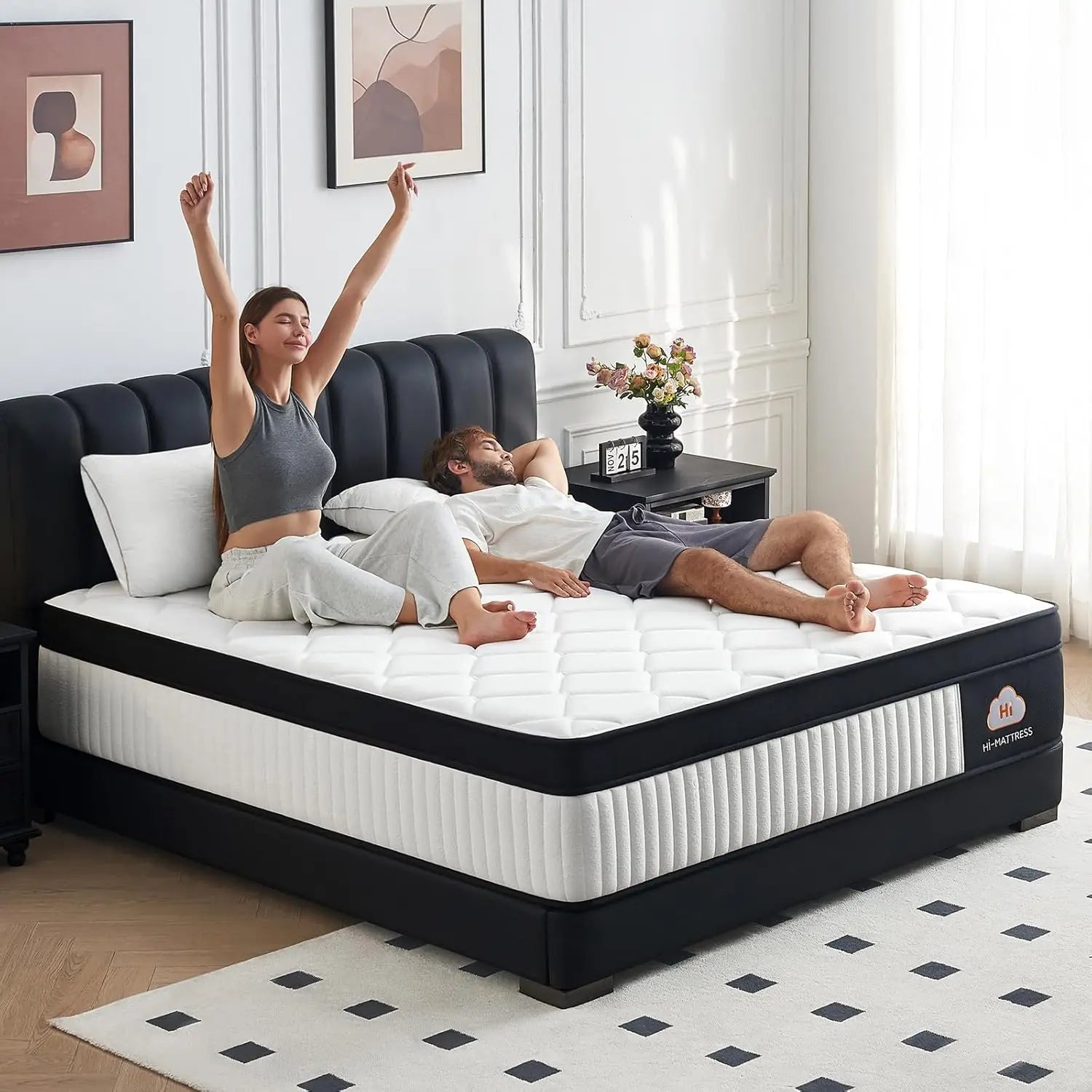 12 Inch Queen Hybrid Mattress, Medium Firm with Memory Foam and Pocket Springs for Pressure Relief