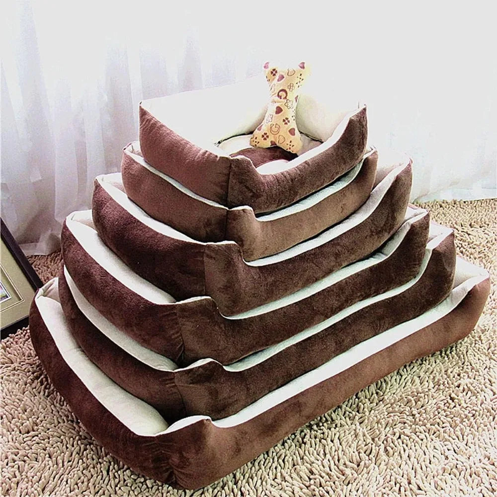 Plush Rectangle Dog Bed for Comfortable Rest, Ideal for Cats and Pets, Sleep Bag, Plush Puppy Kennel Bed in Brown