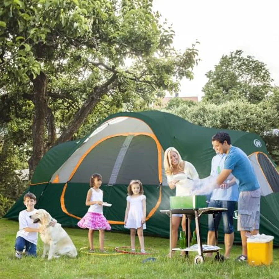 Camping Tent 10-Person-Family Tents Parties Music l Tent Big Easy Up 5 Large Mesh Windows Double Layer 2 Room Waterproof Weathe