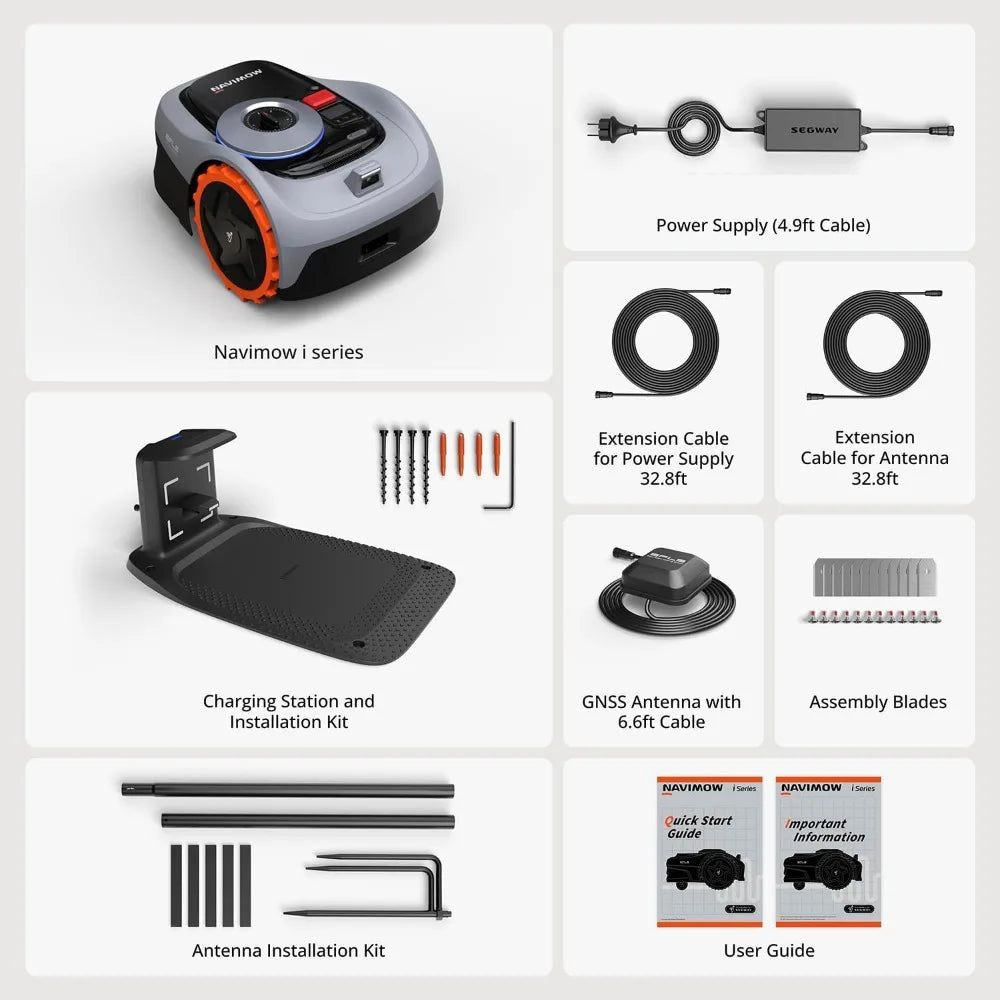 Segway i105N Robot Lawn Mower Perimeter Wire Free 1/8 Acre RTK+Vision Robotic Lawnmower, AI-Assisted Mapping, Virtual