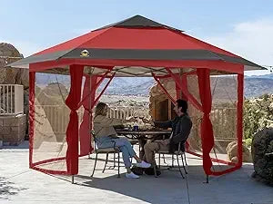 16x16 Pop up Gazebo with Mosquito Nettings, Patented Center Lock 6-Sided Portable Gazebo, 300D Silver-Coated Fabric UV Resistan