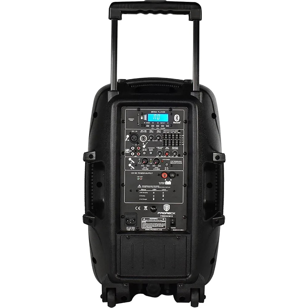 12 Portable Wireless 12-Inch 500 Watt Powered Dj/PA Speaker Rechargeable Karaoke System with Bluetooth