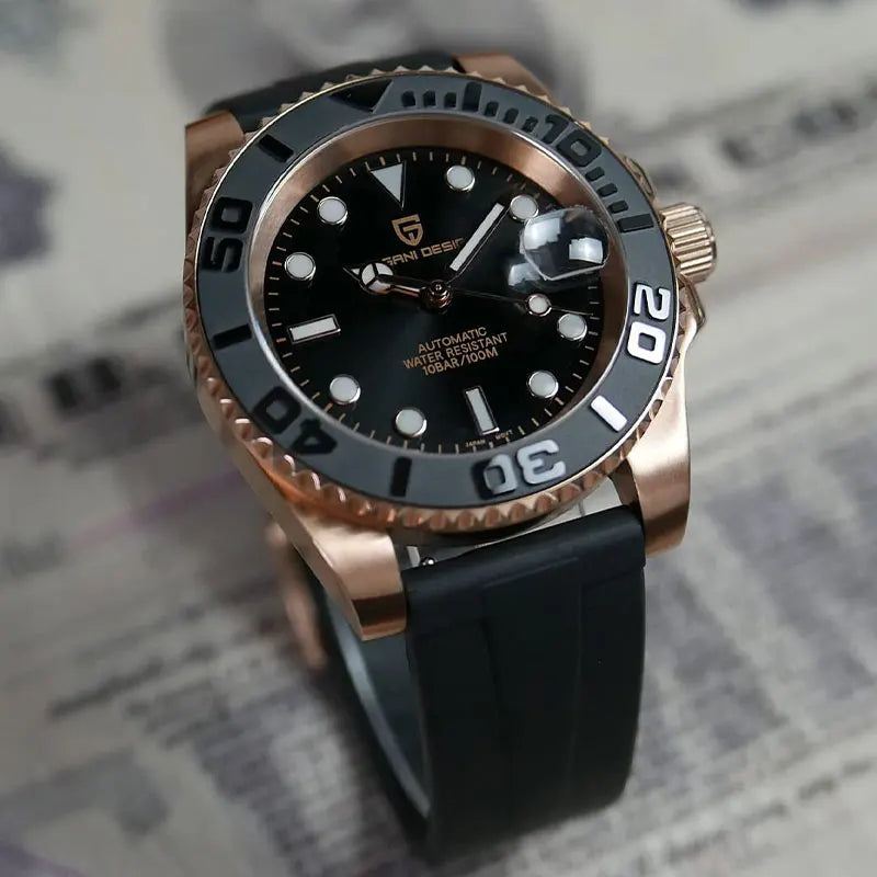 New PAGANI DESIGN 40mm Men's Wristwatch 100M Waterproof Mechanical Watches Ceramic bezel Sapphire Glass Automatic Men Watch 1651