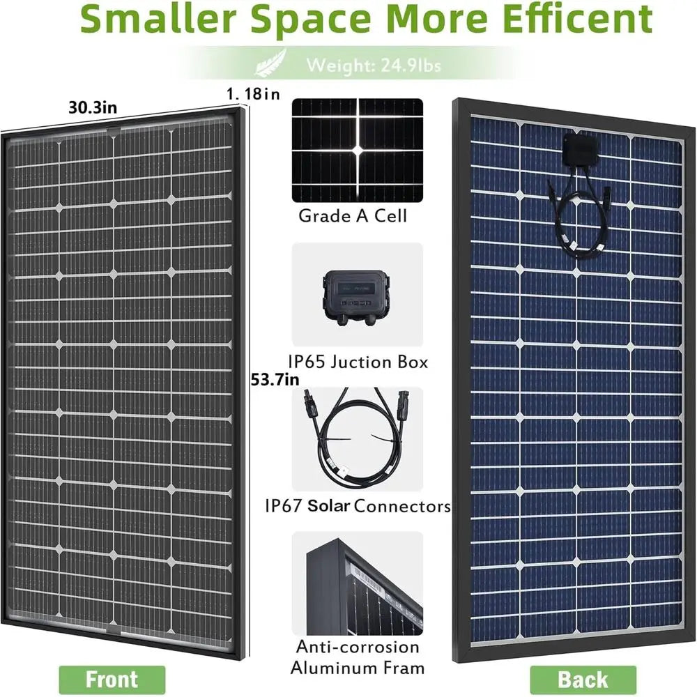 200 Watt Solar Panel 12V 10BB Monocrystalline Solar Panels High Efficiency Solar Module for RV Home Battery Charging Farm Traile