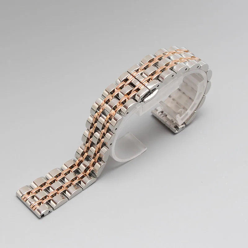 Stainless Steel Watch Band Straps Bracelets Polished Rosegold Gold Buckle 14mm 16mm 18mm 20mm 22mm 24mm Watchbands Straight End