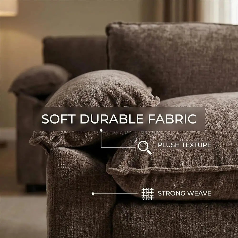 Oversized Chenille Chaise Lounge with Storage Ottoman, Plush Cloud Chair, Pillowed Armrests, Ideal for Living Rooms and Bedrooms