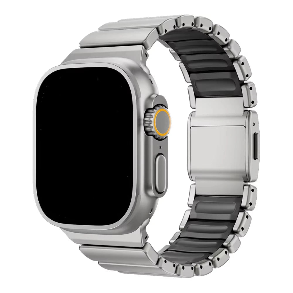 Magnetic Titanium+Silicone strap for Apple Watch bands Ultra 3 2 49mm 46mm 45mm 44mm Bracelet iWatch series 11 10 9 8 7 6 5 SE 3