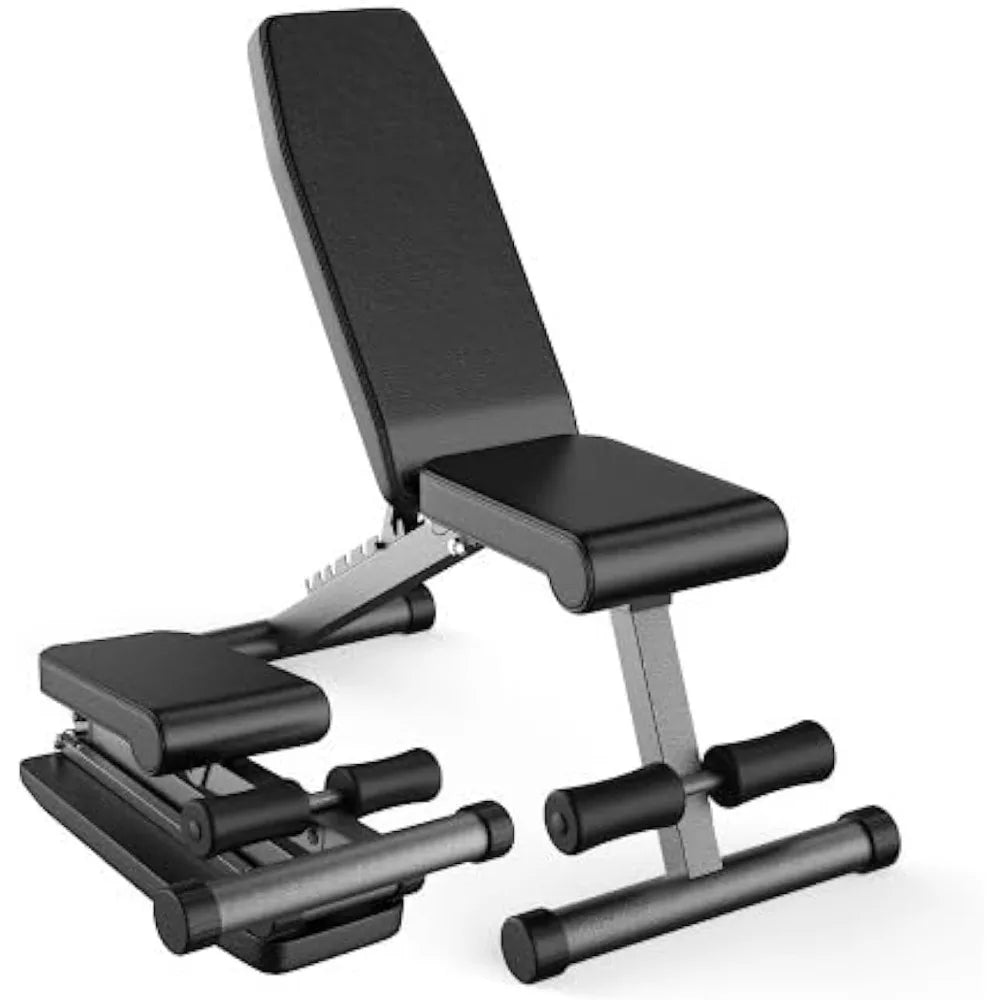 5 in 1 weight bench, adjustable and folding for bench press, strength training and full body workouts