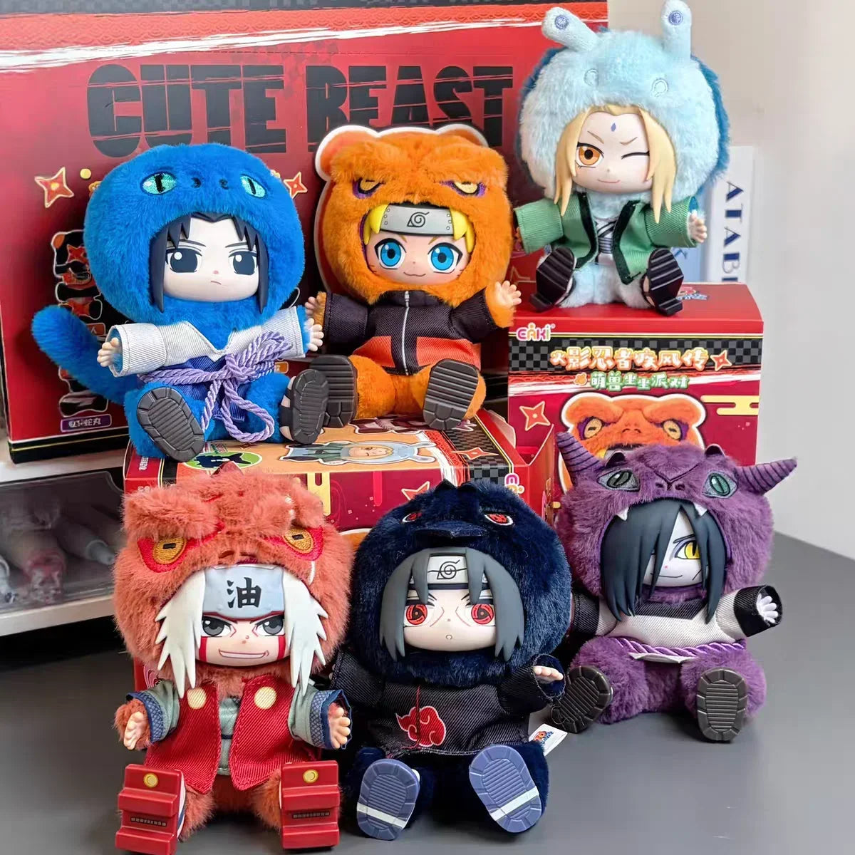 Original Eaki Naruto Cute Beast Party Series Blind Box Vinyl Plush Doll Backpack Decoration Keychain Dolls Girl'S Christmas Gift