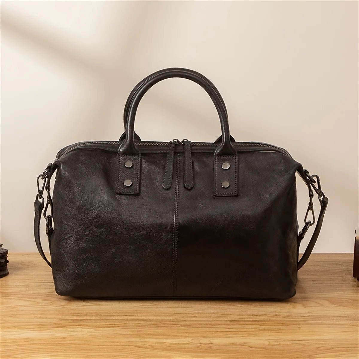 Retro Female Baotou Layer Cowhide Women's Handbag Polishing Color Single Shoulder Crossbody Bag Large Capacity