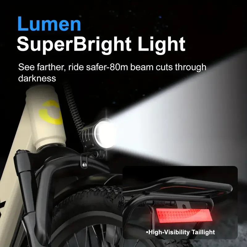 24" Electric Motorcycles Mountain E Bike for Adults, 600W Peak Motor Ebike 22.9Mph 34.5Miles 13.3AH Adults Electric Bicycle