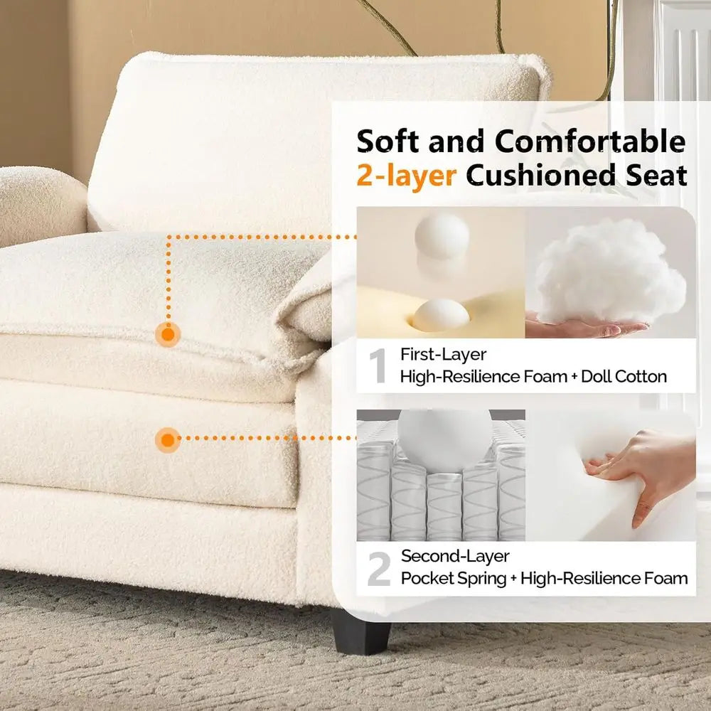 Luxurious Oversized Sofa with Ottoman, Cloud Comfort Chaise, and Sectional Sleeper Couch in Beige Teddy-Fleece