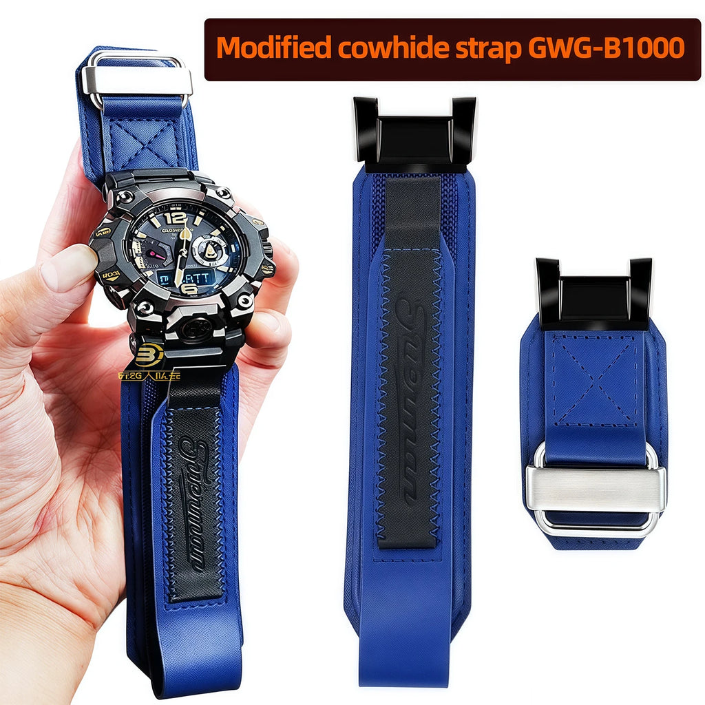 GWG-B1000 Modified Cowhide strap for Casio G-SHOCK third-generation Big Mud King for First /second generation GWG-1000/GWG-2000