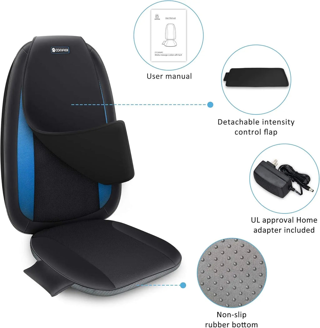 Shiatsu Back Massager with Heat,Deep Tissue Kneading Seat Cushion for Home or Office Chair,Valentine's Gift