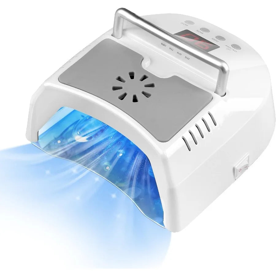 Professional UV Led Nail Lamp Cordless 72W UV Lights for Gel Nails with Fan Rechargeable Nail Dryer with Portable Handle Perfec