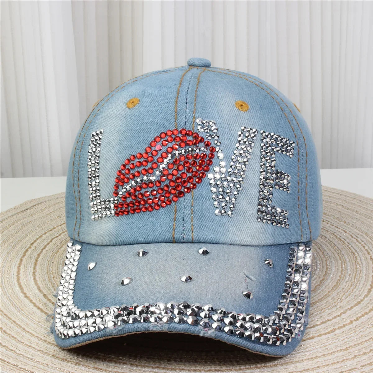 Wholesale Denim Baseball Caps Bling Rhinestone "TAKE ""LOVE" Heart  Snapback Hat A Dozen 12 pieces Mixed order