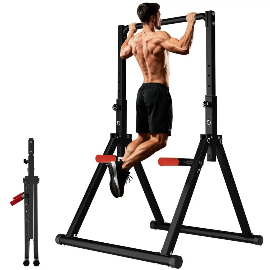 Power Tower Pull Up Bar Free Standing, Adjustable Foldable Pull Up Station, Home Gym Strength Training Equipment 700LBS