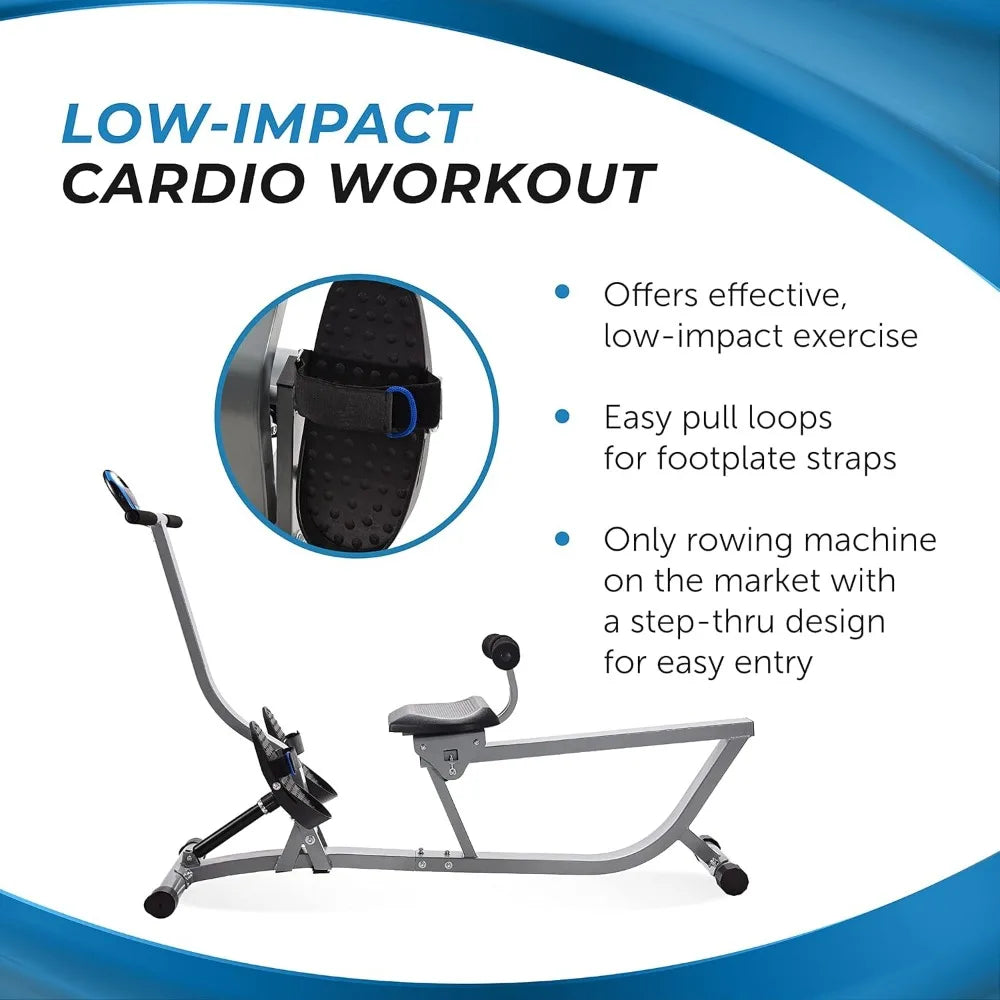 Hydraulic Rower Machine with Smart Workout App - Rowing Machine with Adjustable Resistance for Home Gym Fitness