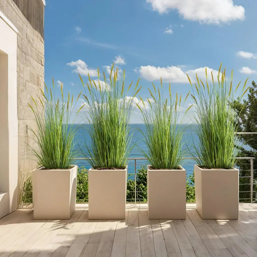 4ft 2Pack Artificial Cattail Reed Grass, 47.2 Artificial Indoor Outdoor Fake Onion Grass Plant, Home Office Wedding Decorative P