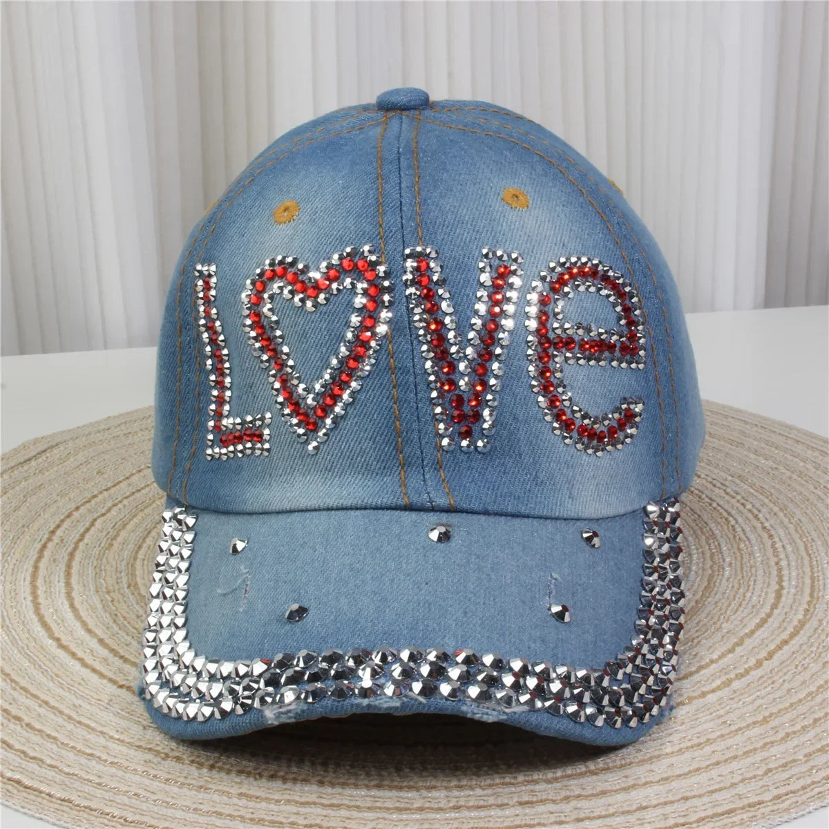 Wholesale Denim Baseball Caps Bling Rhinestone "TAKE ""LOVE" Heart  Snapback Hat A Dozen 12 pieces Mixed order