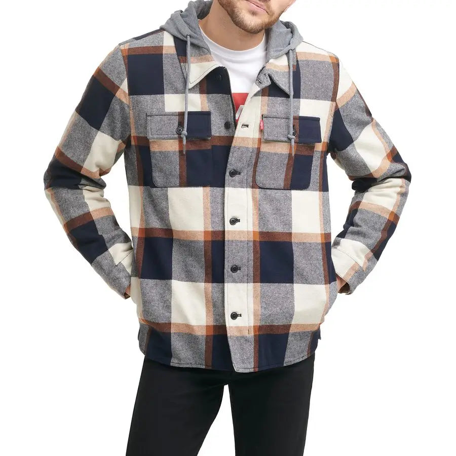 Plaid Sherpa Lined Hooded Shirt Jacket Regular amp Big amp Tall Sizes
