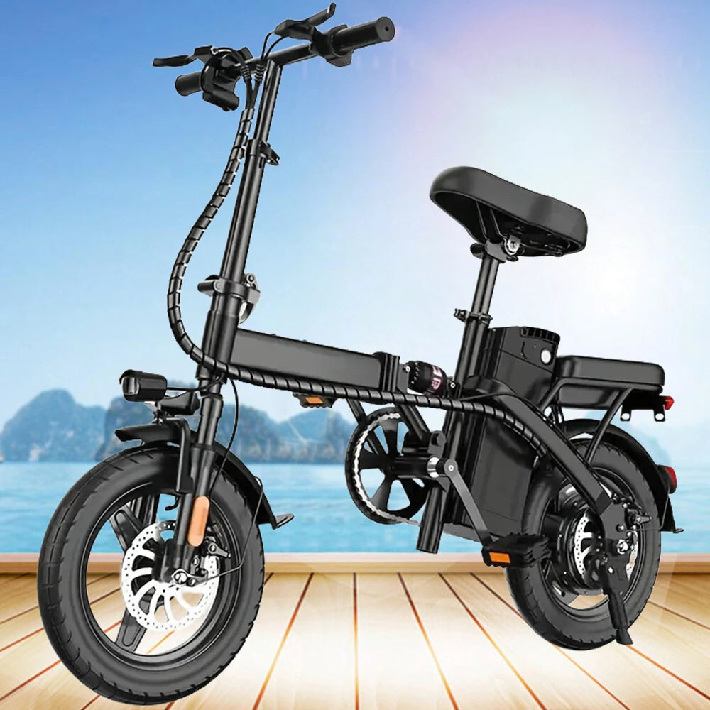 400W Peak Motor 14" Folding Electric Motorcycles Mountain E Bike For Adults, 19.5Mph 20.5Miles 48V 10.3AH Electric Bicycle Ebike