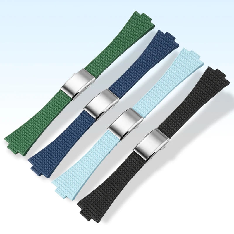 Convex End Fluoro Rubber Strap for Tissot PRX Series Super Player 40mm Men Quick Release Folding Buckle Replace Watch Band 12mm