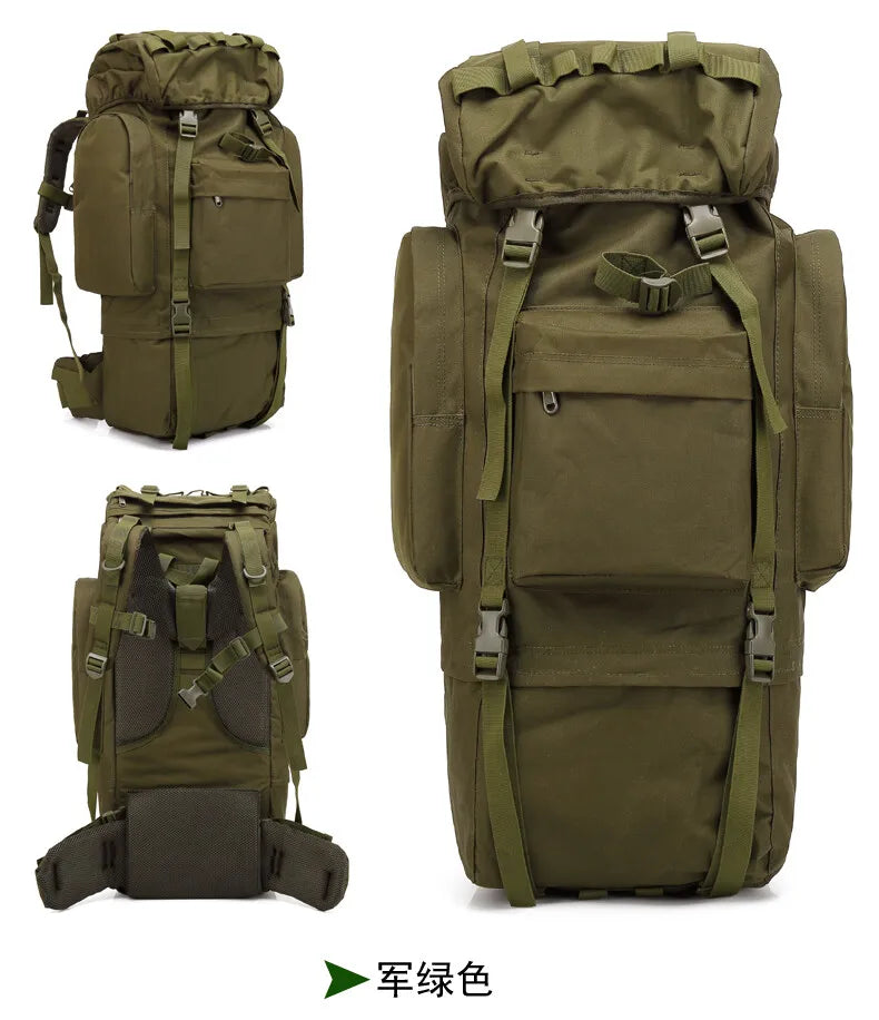 65L Tactical Backpack Rucksack Camping Traveling Climbing Bag for Outdoor Sport Waterproof Nylon Backpacks Hunting Bags