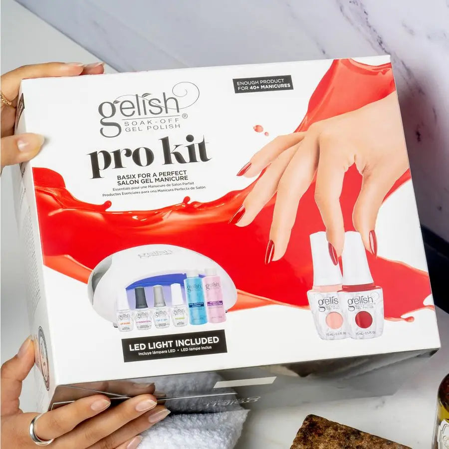 Pro Kit with Pro LED Light Complete Manicure Set, UV LED Nail Lamp, Gel Polishes, Essentials, Remover for Professional DIY Gel N