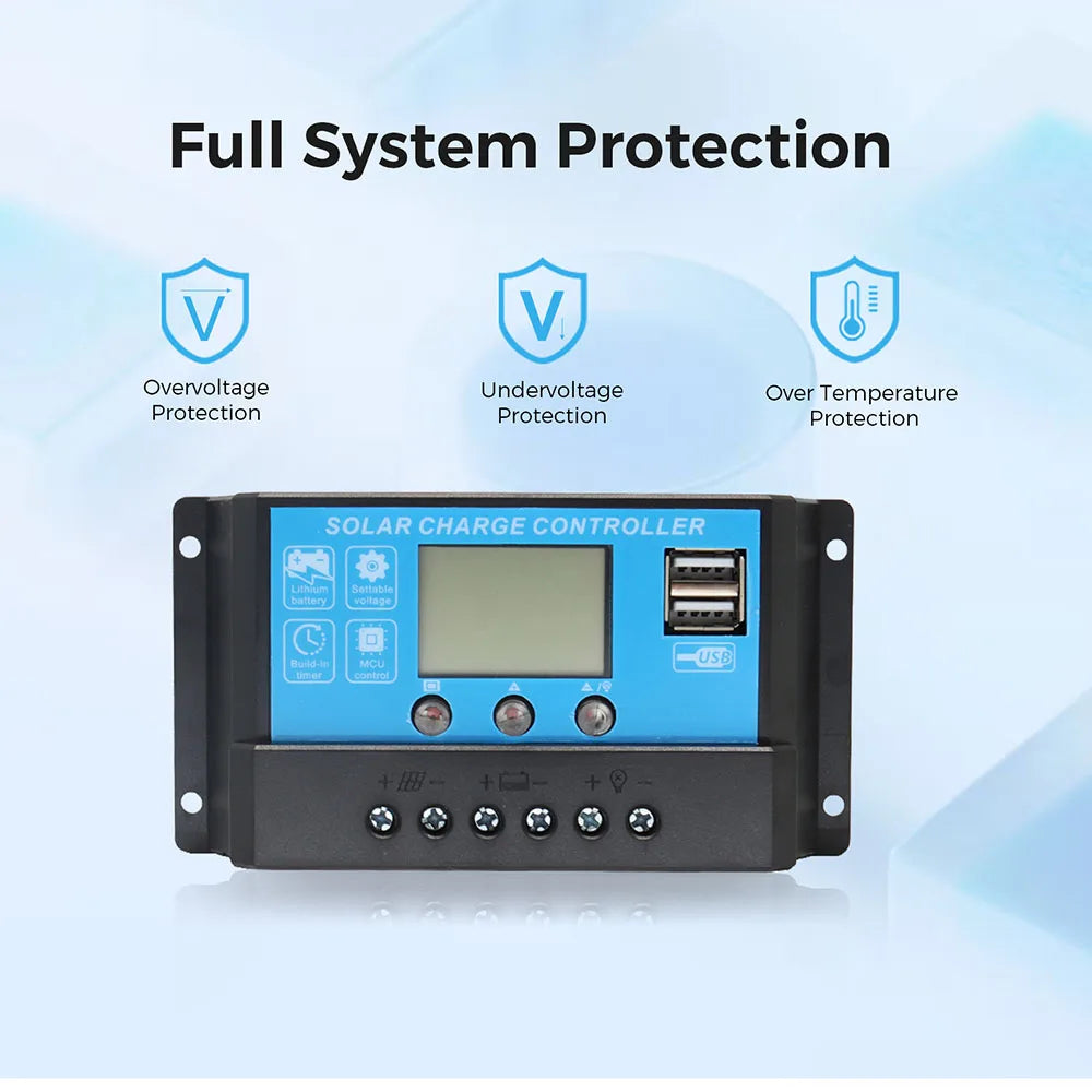 WUZECK 12V Solar Panel Kit 200W 2pcs 100W Solar panels with 12V 24V 20A controller, extension cable,  battery connection cable