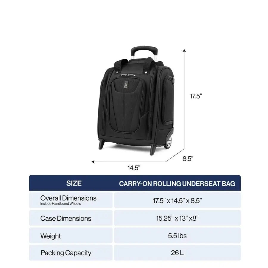Luggage Maxlite 5 Softside Lightweight Rolling Underseat Compact Carry on Upright 2 Wheel Bag, 15Inch Black