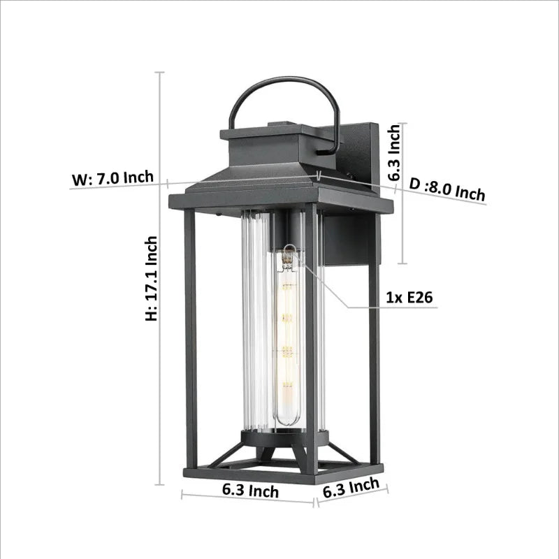 2 Pack Outdoor Porch Light Textured Black Anti Rust Waterproof Christmas Gift Front Porch Garage Coach Exterior Wall