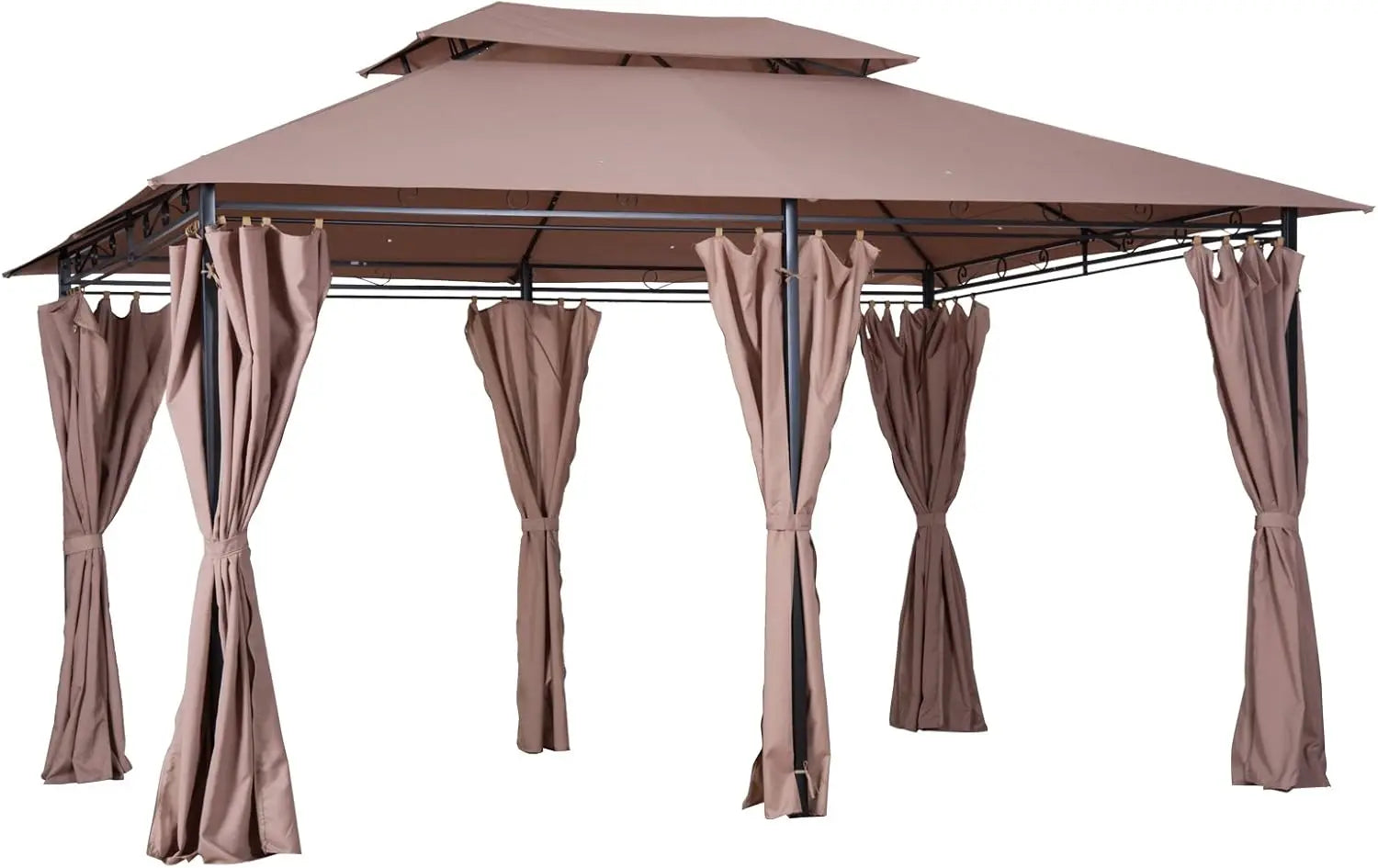 10' x 13' Patio Gazebo, Outdoor Gazebo Canopy Shelter with Curtains, Vented Roof, Sturdy  Steel Frame, UV resistant Pergola