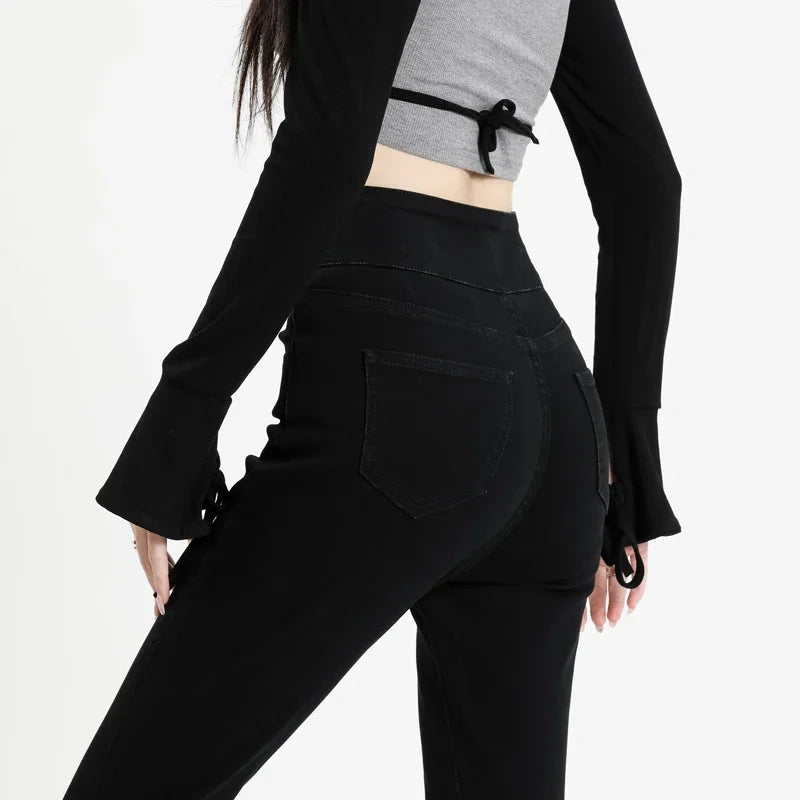 Winter Warm Jeans Women's Fleece Thickened Stretch Skinny Pencil Pants High Waist Slim Fashion Korean velvet Jeans Black Blue