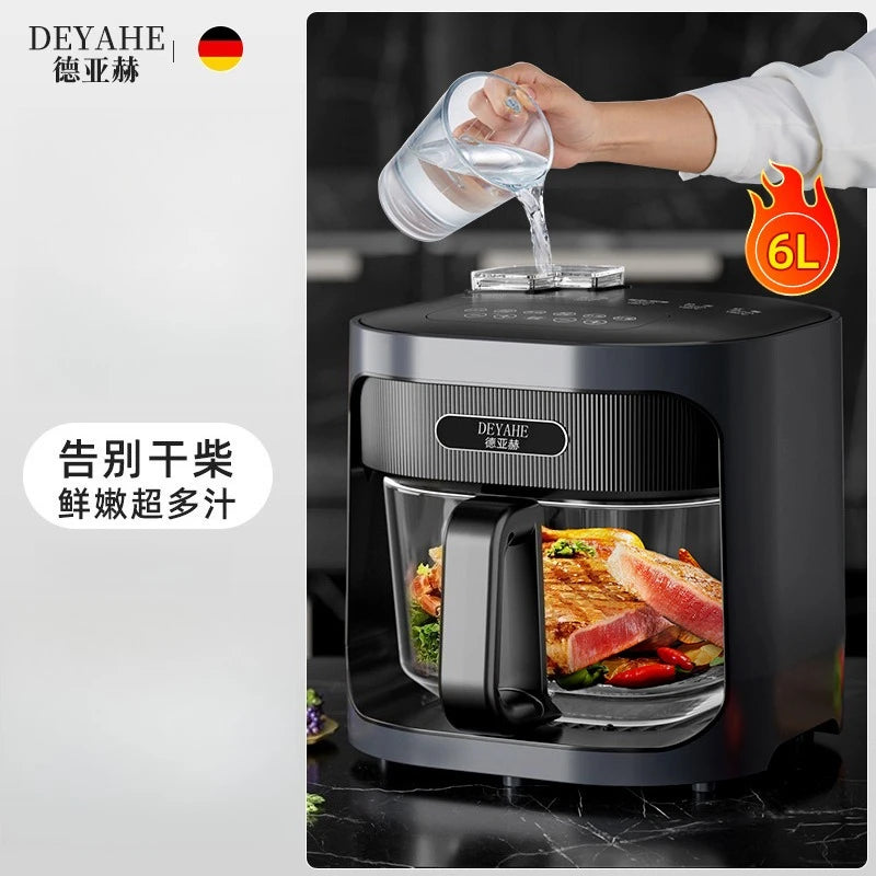 Air fryer Household glass liner Uncoated large capacity electric fryer Steam tender roast cooker  air fryer oven