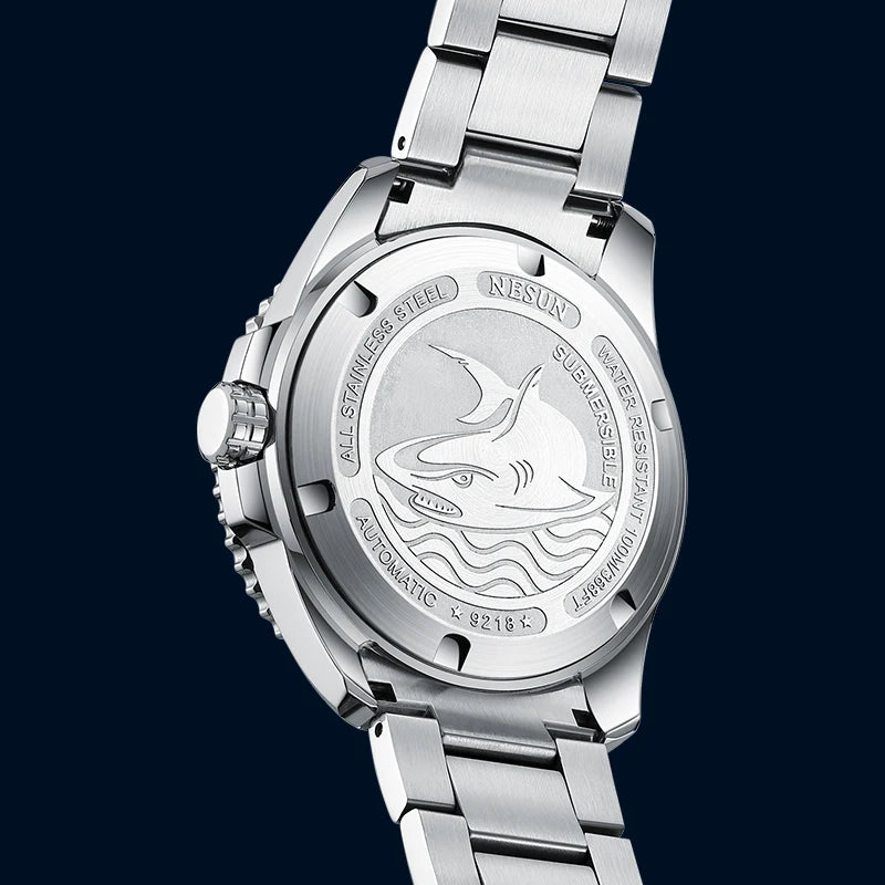 Nesun Men's mechanical watch, stainless steel automatic mechanical watch, waterproof luminous watch, men's business style wrist