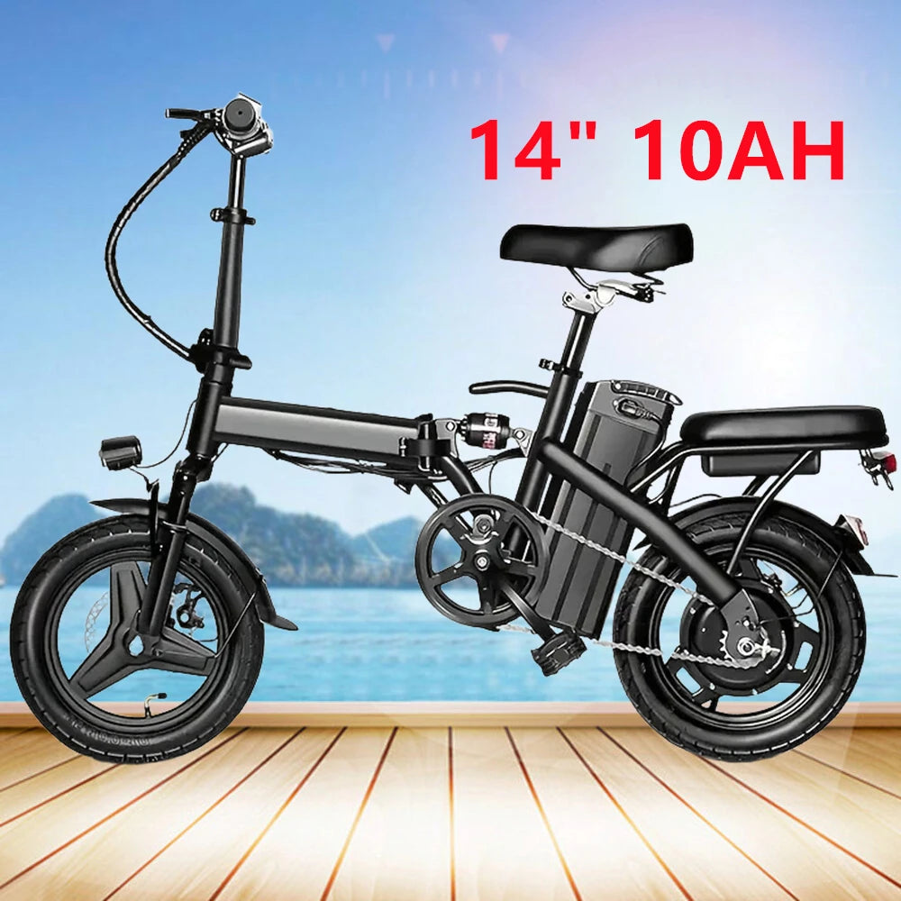 400W Peak Motor 14" Mini Folding Electric Motorcycles E Bike For Adults, 19.5Mph 19Miles 10AH Adults Electric Bicycle Ebike