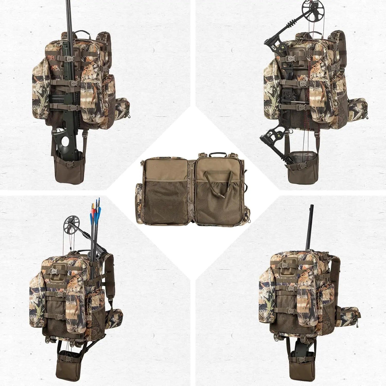 Upgraded Hunting Backpack with Padded Rifle Compartment, Rain Cover, for Deer & Elk Hunting