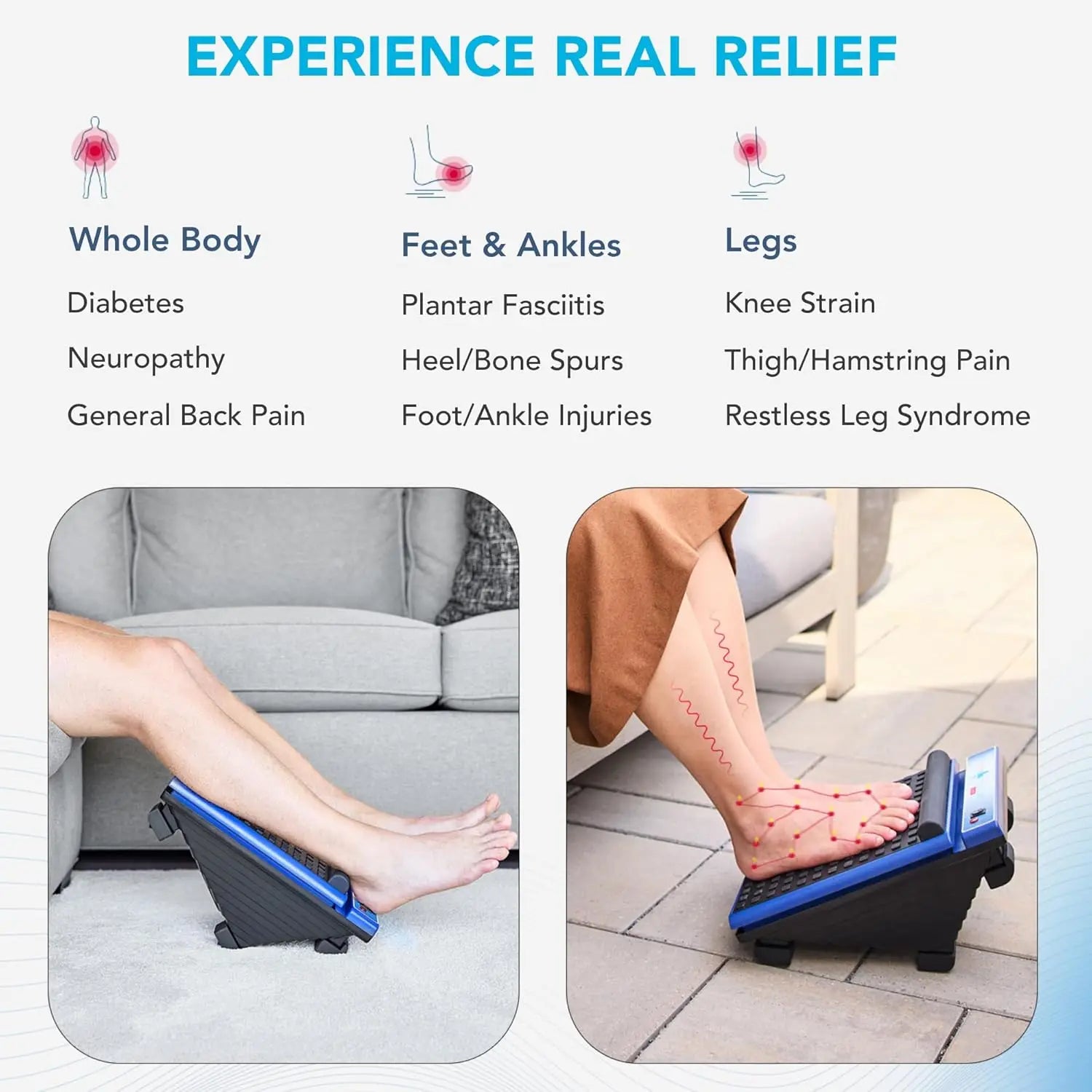 Deep Tissue Foot Massager for Neuropathy Relief, Dual Speed Portable Home Massage Therapy Improves Blood Circulation