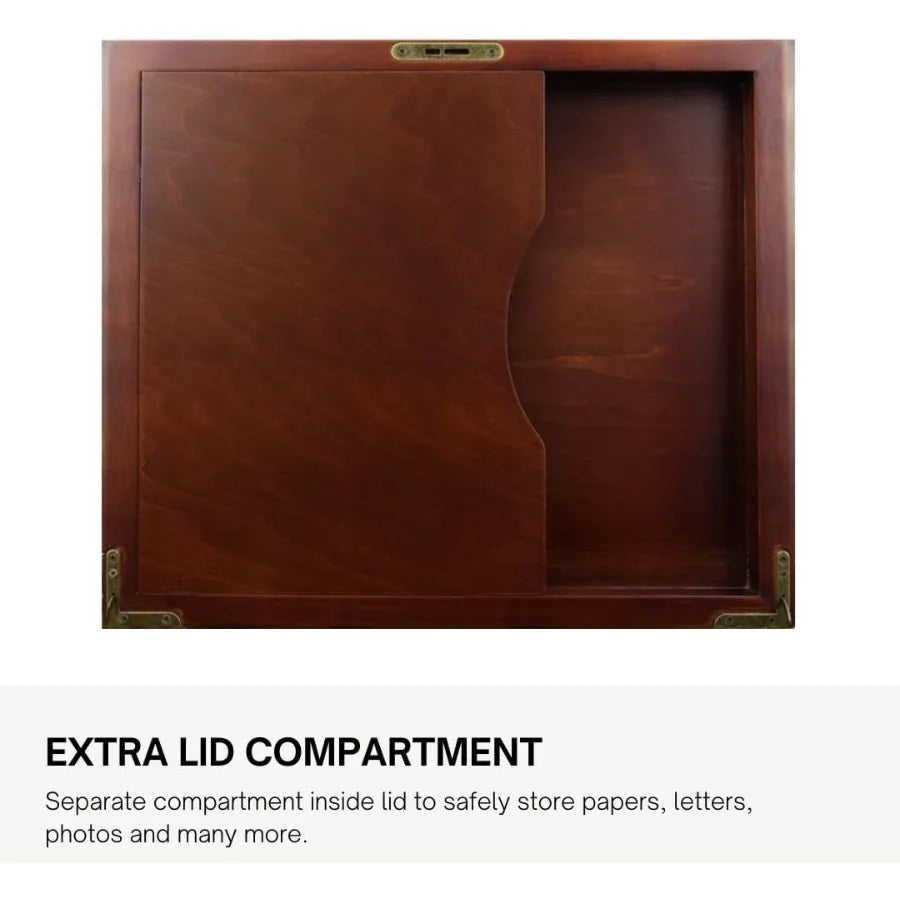 Antico Wooden Lockable Memory and Treasure Box for Keepsakes Photos Letters Jewelry and More