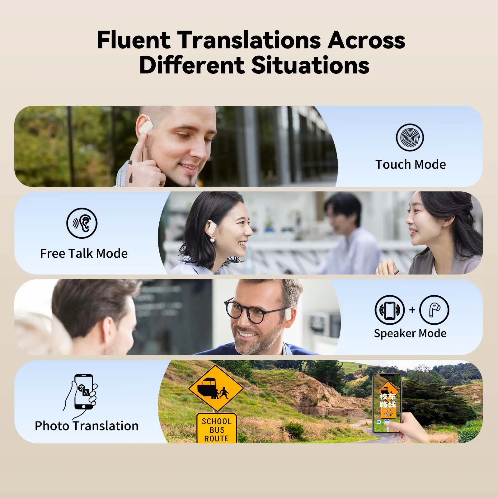 Wooask [M9] Translator Earbuds, Bi-directional Real-time Language Translator Device,98% Accuracy 0.5S Rapidly Response