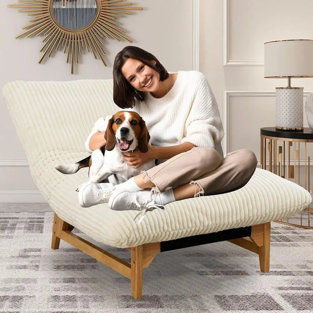 Jumbo Comfortable Accent Chairs, Plush Upholstered Armchairs, Cloud Lounger Sofa, Indoor Bean Bag Chair with Wooden Frame for Li