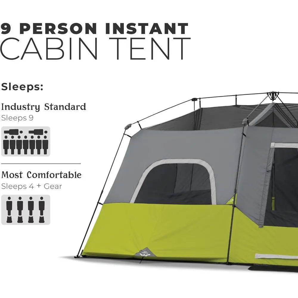9-Person Green Instant Cabin Tent, 14 Feet by 9 Feet (Model 40008)