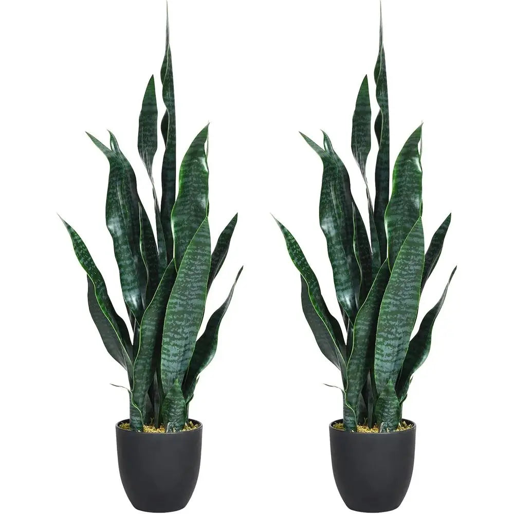 2 Pack 36 Tall Artificial Sansevieria Plants, 6 Pots, 20 Leaves, Living Room Decor
